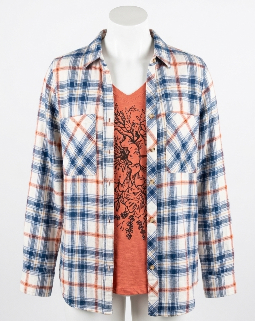 NEW GRACE AND LACE favorite button up plaid in denim plaid